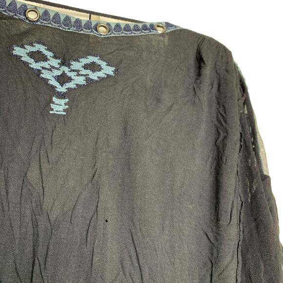 Free People Eden Mesh Bohemian Detail Oversized Tunic Blouse Top Medium - Picture 7 of 8